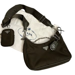 Prada re- nylon shoulder bag army green
